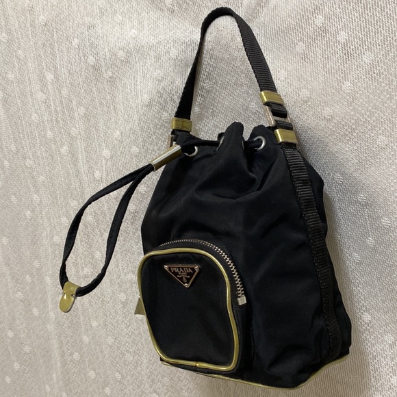 Prada Vintage Tessuto Nylon Duet Mini Bucket Bag In Black - Picture 4 of 17